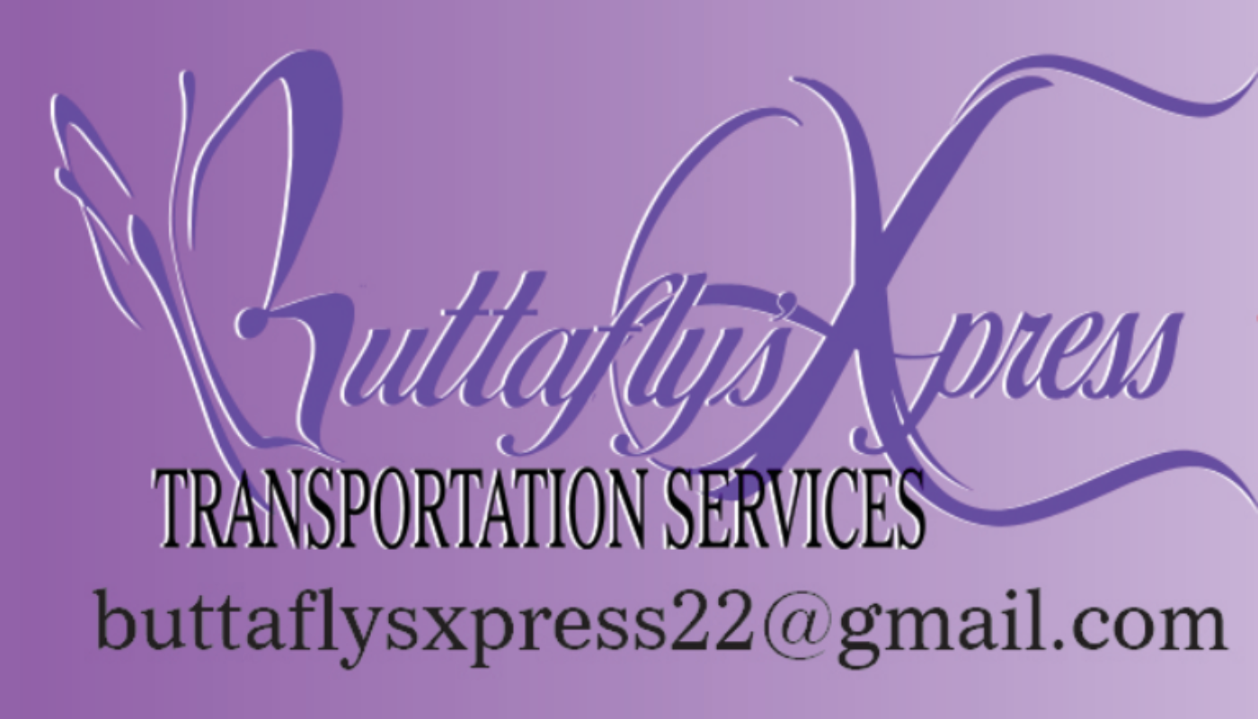 A purple background with the words butterfly express transportation services